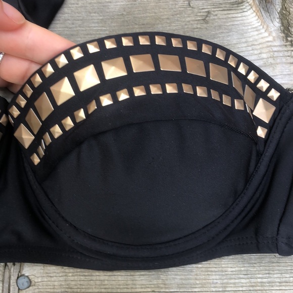 Black Studded Bandeau Swim Top (Size S) - Picture 6 of 7